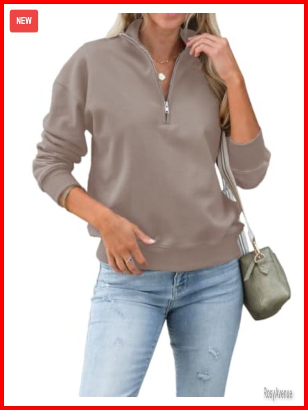 Quarter Zip Pullover Casual Sweatshirt Women High Neck Slim Fit